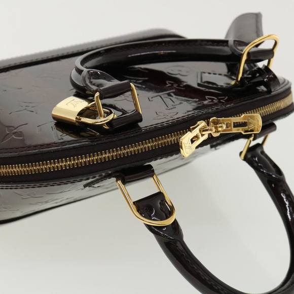 LOUIS VUITTON Vernis Rayure Alma BB HandBag Amarante M91700 Auth bs2951A - Picture 6 of 10